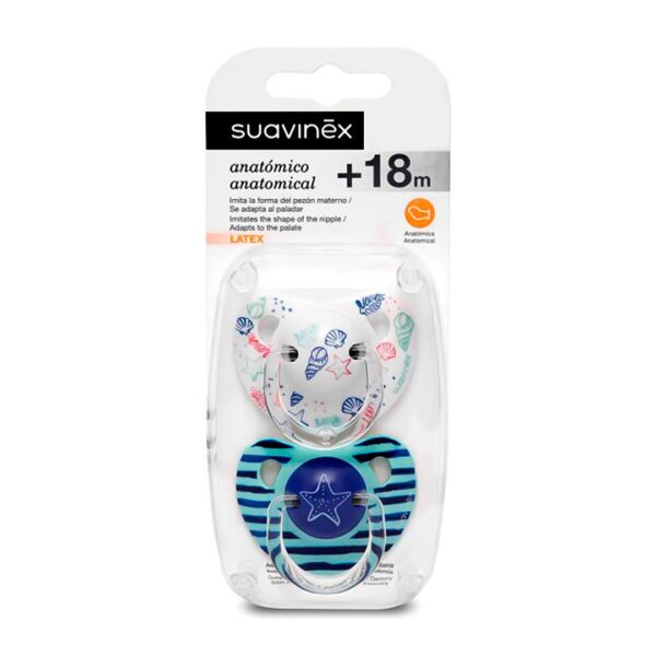 Suavinex Chupeta + Corrente Anatómica Algas Marinhas 6-18 meses / 2 Unidades